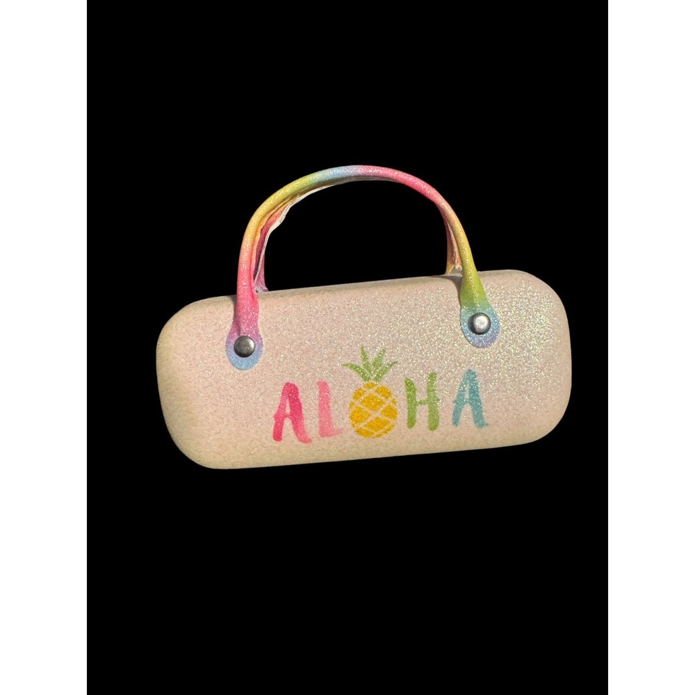 Tommy Bahama Kids Eyeglasses Hard Case Aloha Theme Pineapple Colorful Glitter